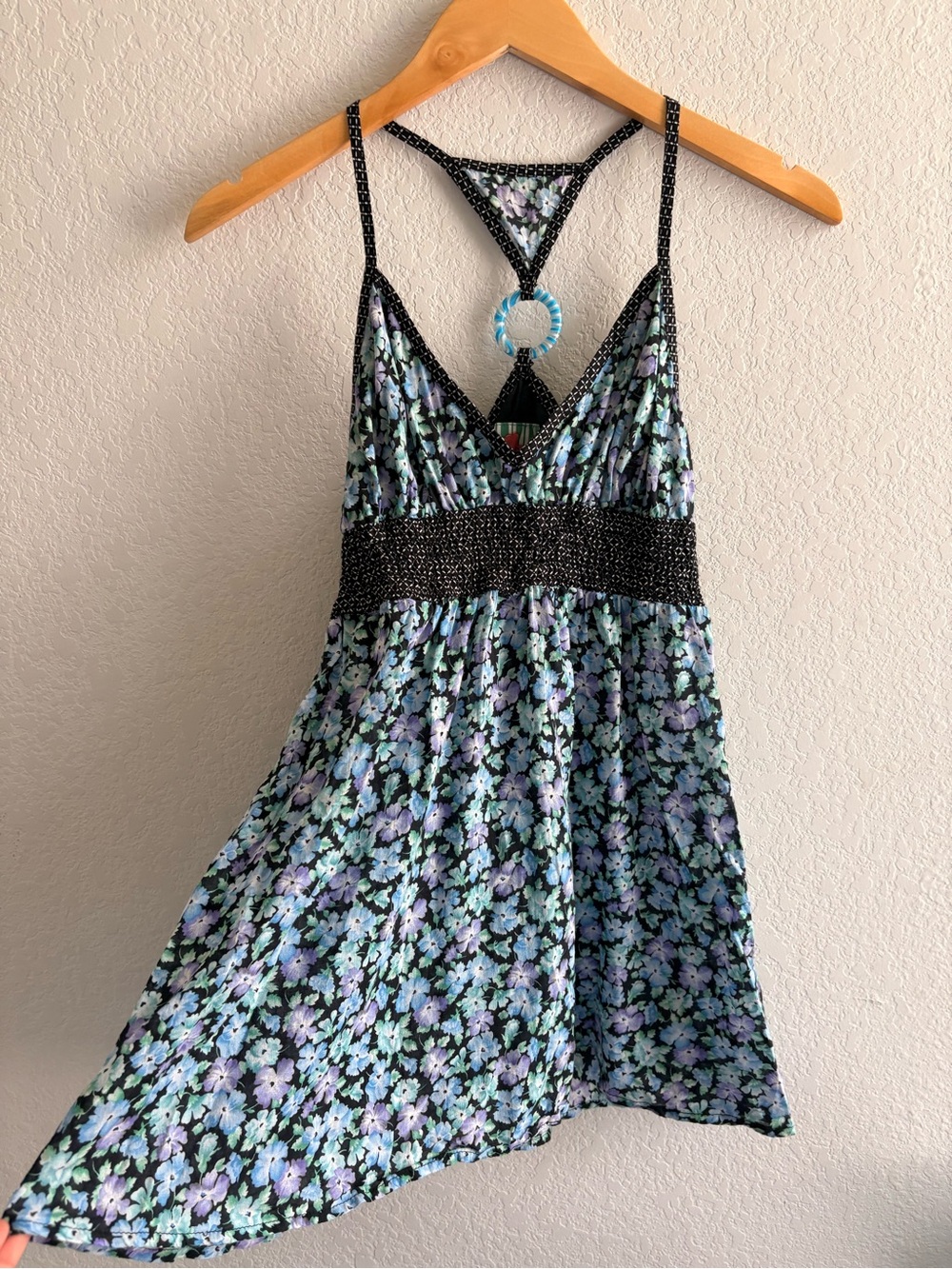Free People Y2K Floral Boho Babydoll Cotton Racerback Tank Top Size S